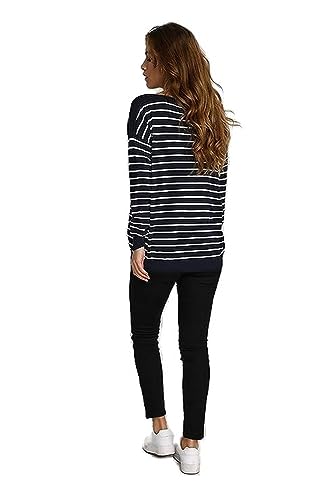 KAFFE Strickpullover KAlizza Damen Pullover Langarm Gestreift Jumper Knitwear Strickpullover Midnight Marine W.Chalk Strips XXL von KAFFE