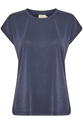 KAFFE T-Shirt KAlise Damen T-Shirt Kurzarm Basic Rundhals Einfarbiges Top Midnight Marine XS von KAFFE