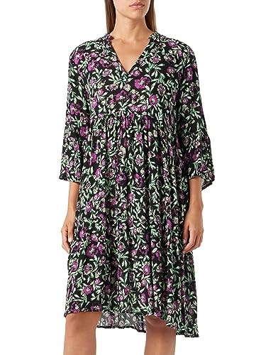 Kaffe Damen KAisolde Amber Dress Kleid, Black/Green/Purple Flower, 38 Kaffe Damen KAisolde Amber Dress Kleid, Black/Green/Purple Flower, 38 von KAFFE