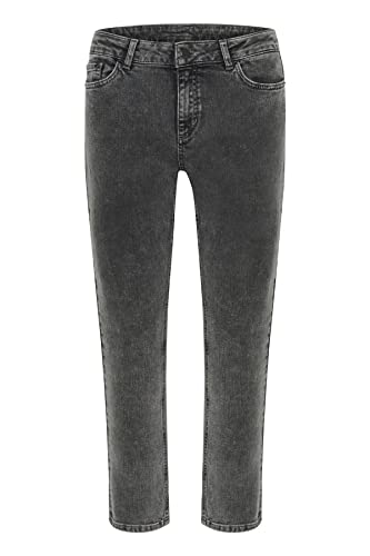 Kaffe Damen Kaffe Women's Denim Jeans Trousers Cropped Legs Straight Jeans, Grey Acid Wash Denim, 44 von KAFFE