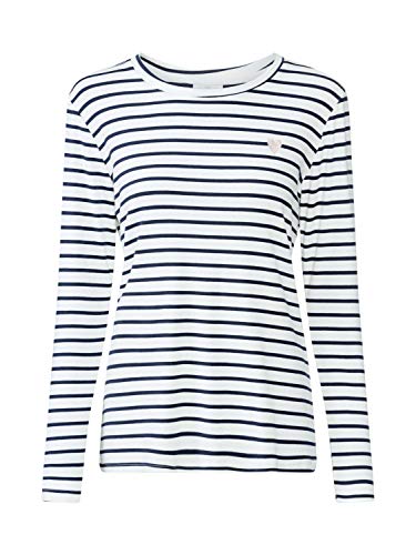 Kaffe Damen Long Sleeved T-Shirt Striped with Round Neck Blouse, Midnight Marine, S von KAFFE