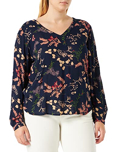 Kaffe Damen Women's V-Neck with Long Sleeves Print desgn Blouse, Blue, M von KAFFE