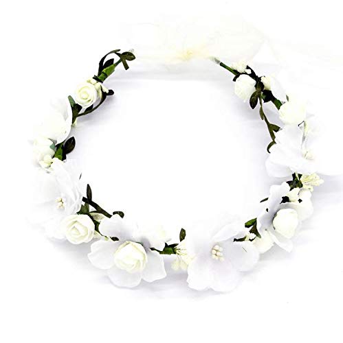 KAIAIWLUO Blumenkrone,Blumenstirnband Blumengirlande Stirnbänder Boho Rosen Stirnband Frauen Mädchen Haarband Kränze Girlanden für Hut Ornament Hochzeit Strand Reise Braut Hochzeit von KAIAIWLUO