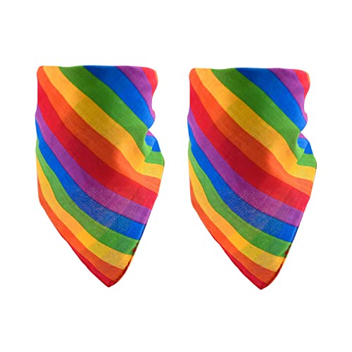 KAIAIWLUO Kopftuch Rainbow Regenbogen Muster,2 Stück Regenbogen Gestreiften LGBT Stolz Bandana Stirnband Armband Kopftuch Set Große Indoor Outdoor LGBT Regenbogen Fahne Gay Pride Festival von KAIAIWLUO