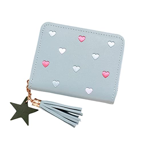 KAIAIWLUO Women's Damen Geldbeutel,Kleines Portemonnaie Mini Geldbörse Mädchen Münze Geldbeutel PU Leder Portemonnaie Geldbörse Herz Brieftasche Damen Karte Brieftasche für Kinder Weihnachten von KAIAIWLUO