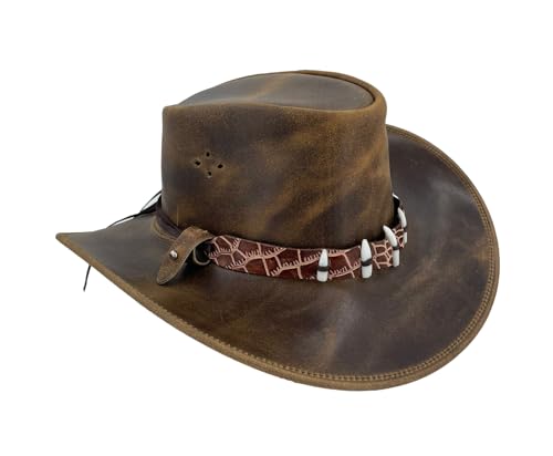 KAKADU Cowboy | Western | Lederhut The Croc mit Hutband aus Krokodil- Imitat in Tobacco von KAKADU