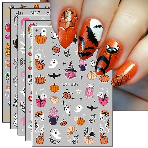 Nagelsticker Halloween, 10 Blatt Selbstklebend Nagelaufkleber Nail Art Sticker Dekoration Nageldesign Zubehör von KALEFUL