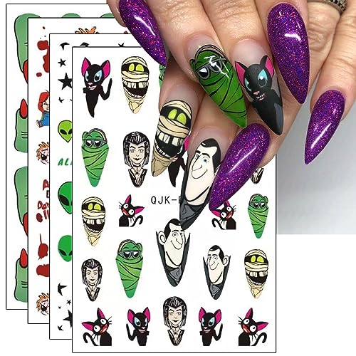 Nagelsticker Halloween, 10 Blatt Selbstklebend Nagelaufkleber Nail Art Sticker Dekoration Nageldesign Zubehör von KALEFUL