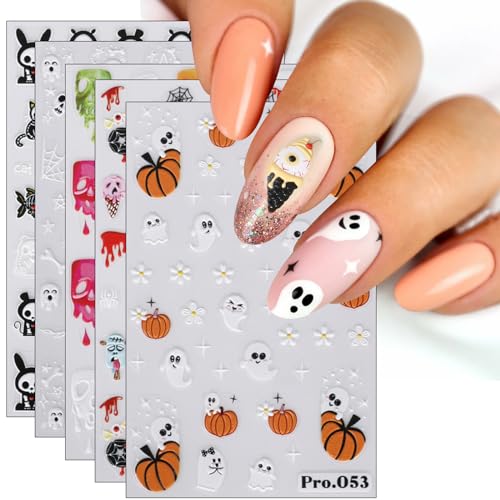 Nagelsticker Halloween, 7 Blatt Selbstklebend Nagelaufkleber Nail Art Sticker Dekoration Nageldesign Zubehör von KALEFUL