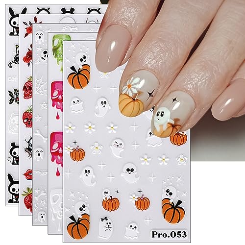 Nagelsticker Halloween, 7 Blatt Selbstklebend Nagelaufkleber Nail Art Sticker Dekoration Nageldesign Zubehör von KALEFUL