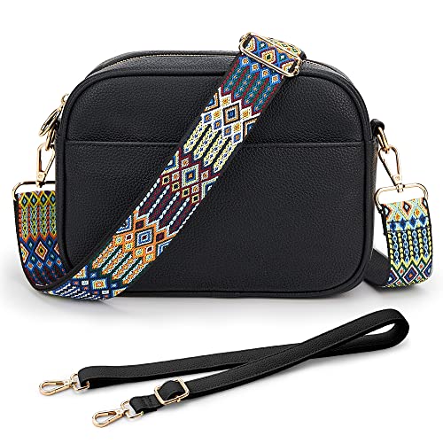 KALIDI Damen Umhängetasche, stylisch Veganem Leder Breiter Gurt Crossbody Schultertasch mit 2 verstellbaren Riemen für tägliches Arbeiten, Einkaufen, Verabredungen, Reisen von KALIDI