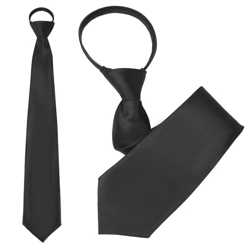 2 Stück schwarze Krawatte, Herrenkrawatte vorgebunden verstellbare Krawatte für Männer lange schmale Krawatte mit Reißverschluss einfarbig Herrenkrawatte für Hochzeit Abschlussfeier Business (schwarz) 2 Stück schwarze Krawatte, Herrenkrawatte vorgebunden verstellbare Krawatte für Männer lange schmale Krawatte mit Reißverschluss einfarbig Herrenkrawatte für Hochzeit Abschlussfeier Business (schwarz) von KALIONE