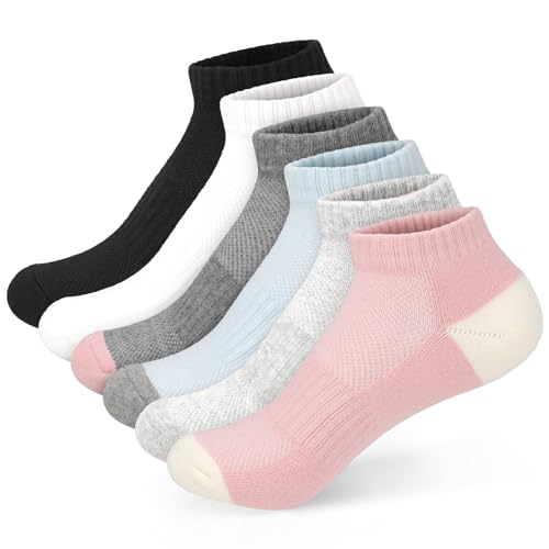 KALIONE Socken Damen, Damen Sneaker Socken Baumwollsocken Damen niedliche Crew-Socken atmungsaktive weiche Socken bequeme Sneaker-Socken Damen-Laufsocken für Mädchen und Frauen (6 Paar) von KALIONE