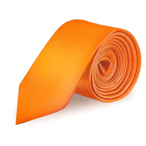 KALIONE Krawatte Orange, Satin Elegante Herrenkrawatte klassische Hochzeitskrawatte Formelle Satin-Krawatten Kostümzubehör für Herren Büro Festliche Veranstaltungen (Orange) von KALIONE