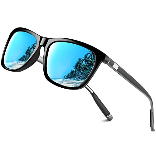 KANASTAL Sonnenbrille Herren und Damen Verspiegelt Blau UV400 Schutz Rechteck Retro Unisex Klassische Fahrende Brille für Reise Wandern und Alltag von KANASTAL