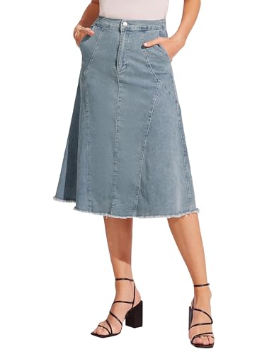 KANCY KOLE Jeansrock Midi Maxi Rock Für Damen Sommer von KANCY KOLE