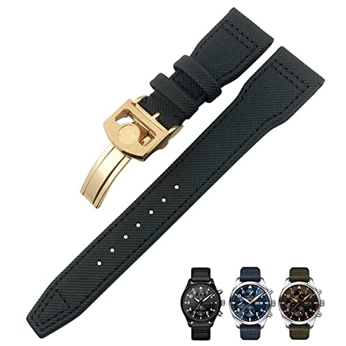 KAPPDE 20 mm, 21 mm, 22 mm, Nylonfaser-Lederarmband, passend für IWC IW377729 IW389001 Big Pilot Watch Grün Blau Schwarz Uhrenarmband, 21 mm, Achat von KAPPDE