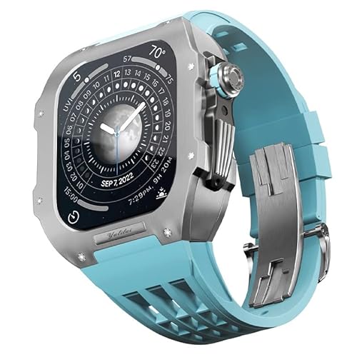 KAPPDE Uhren-Modifikationsset für Apple Watch 8, 7, 45 mm, Titangehäuse + Viton-Armband, Luxus-Gehäuse und Armband-Modifikationsset, 45 mm, Achat von KAPPDE