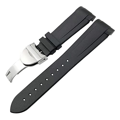 KAPPDE Uhrenarmband aus Naturkautschuk, 20 mm, 22 mm, speziell für Tudor Black Bay 1958, 39 mm, 41 mm, GMT Pelagos Pin/Faltschließe, Gummiband, 20 mm, Achat von KAPPDE