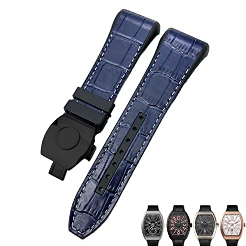 KAPPDE Uhrenarmband für Franck Muller, 28 mm, Rindsleder, Silikon, Nylon-Gummi, Faltschnalle, Uhrenarmbänder für Herren, 28mm, Achat von KAPPDE