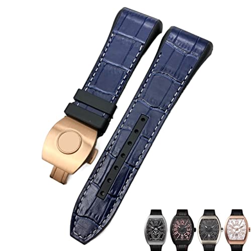 KAPPDE Uhrenarmband für Franck Muller, 28 mm, Rindsleder, Silikon, Nylon-Gummi, Faltschnalle, Uhrenarmbänder für Herren, 28mm, Achat von KAPPDE