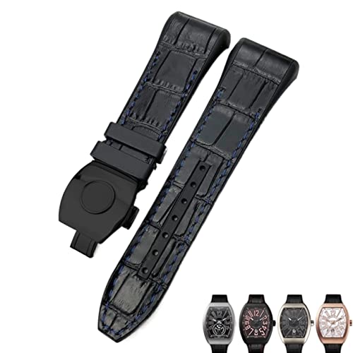 KAPPDE Uhrenarmband für Franck Muller, 28 mm, Rindsleder, Silikon, Nylon-Gummi, Faltschnalle, Uhrenarmbänder für Herren, 28mm, Achat von KAPPDE