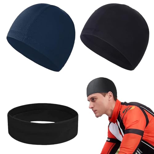 Radmütze Sportmütze, 2pcs Schweißabsorbierende Liner-Kappe, Beanie, multifunktionale Schlafmützen, Skull Cap, Laufmütze für Männer und Frauen, für Laufen Skifahren Joggen Radfahren Motorradfahren von KARELLS