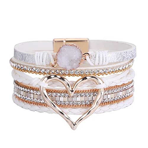 Armband Schmuck Damen Armkette Liebe gewebtes Armband böhmisches mehrschichtiges Armband Lederarmbänder für Frauen Männer Weihnachten Geburtstagsgeschenk Farbe Seil gewebtes Armband (F, One Size) von KAREN66