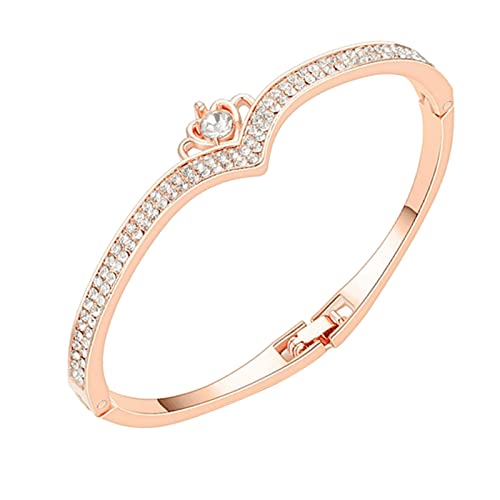 Armband Schmuck Damen Armkette Mode Mädchen Beliebte Rose Gold Armband Ring Europa und die Vereinigten Staaten Mode Herzform Verkrustete Armband Koreanische Version von Einfach (Rose Gold, One Size) von KAREN66