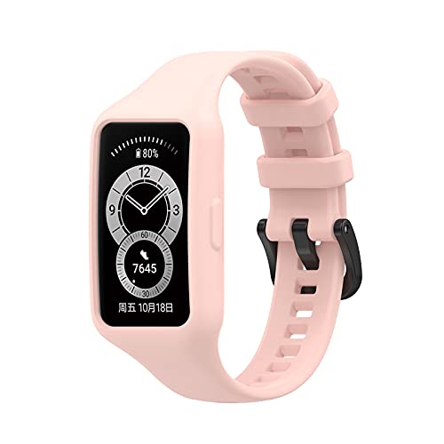 Ersatzarmband Kompatibel mit Huawei Band 7 / Band 6 / Band 6 Pro Armband Weiches Uhrenarmband Sports Watch Armbänder für Huawei Band 7 / Band 6 / Band 6 Pro, Damen Herren (Rosa) von KAREN66