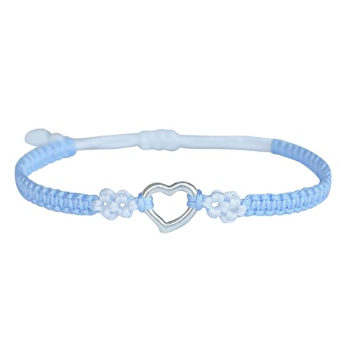 KAREN66 Armband Damen Geflochtenes Armband in Herzform, Pfirsichblume, niedliches Herzform-Design, verstellbar, Silber, Transship-Armbänder für Damen und Mädchen (Blue, One Size) von KAREN66