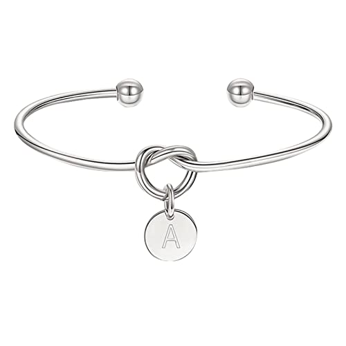 KAREN66 Armband für Damen Schmuck Vergoldeter Liebesknoten Initial Disc Armreif Alle 26 Buchstaben Alphabet Armreif Silberarmbänder für Damen Mädchen (SL1, One Size) von KAREN66