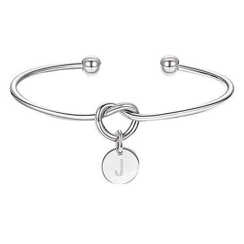 KAREN66 Armband für Damen Schmuck Vergoldeter Liebesknoten Initial Disc Armreif Alle 26 Buchstaben Alphabet Armreif Silberarmbänder für Damen Mädchen (SL10, One Size) von KAREN66