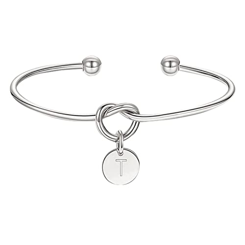 KAREN66 Armband für Damen Schmuck Vergoldeter Liebesknoten Initial Disc Armreif Alle 26 Buchstaben Alphabet Armreif Silberarmbänder für Damen Mädchen (SL20, One Size) von KAREN66