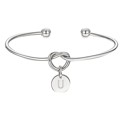 KAREN66 Armband für Damen Schmuck Vergoldeter Liebesknoten Initial Disc Armreif Alle 26 Buchstaben Alphabet Armreif Silberarmbänder für Damen Mädchen (SL21, One Size) von KAREN66