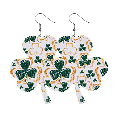 KAREN66 Happy St. Patricks Day Ohrringe Damen Mädchen Grün Kleeblatt Ohrhänger Irish Ohrstecker Ohrschmuck Frau Mädchen (C, One Size) von KAREN66