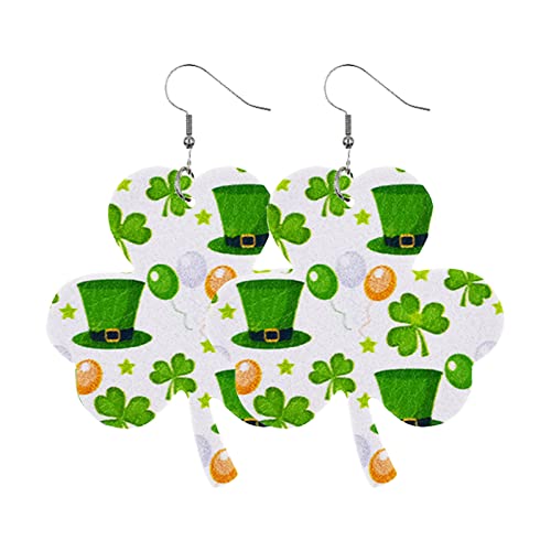 KAREN66 Happy St. Patricks Day Ohrringe Damen Mädchen Grün Kleeblatt Ohrhänger Irish Ohrstecker Ohrschmuck Frau Mädchen (D, One Size) von KAREN66