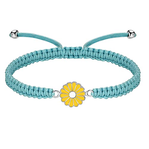 KAREN66 Luxuriöses schlankes Armband für Damen Boho geflochtenes Seil Strand String Fußkettchen Freundschaft Fußschmuck Sonnenblume Fußkettchen Sonnenblume Anhänger gewebtes Armband (Blue, One Size) von KAREN66