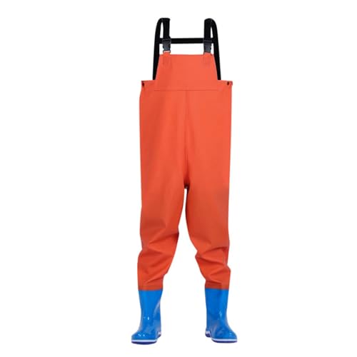 KAREN66 Wathose für Kinder Junge Mädchen Wathose mit Stiefeln wasserdichte Atmungsaktive Crosswater Waders Nylon & PVC Angelhose (Yellow, 2-3 Years) von KAREN66