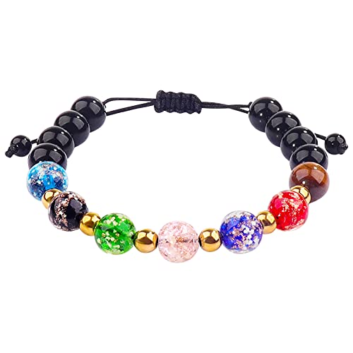 Personalisierbare Armbänder Herren Damen Armband Fashion Luminous Bead Armband Sands glasierte Luminous Bead mattiertes schwarzes geflochtenes Armband Halloween Weihnachten Valentinstag (B, One Size) von KAREN66