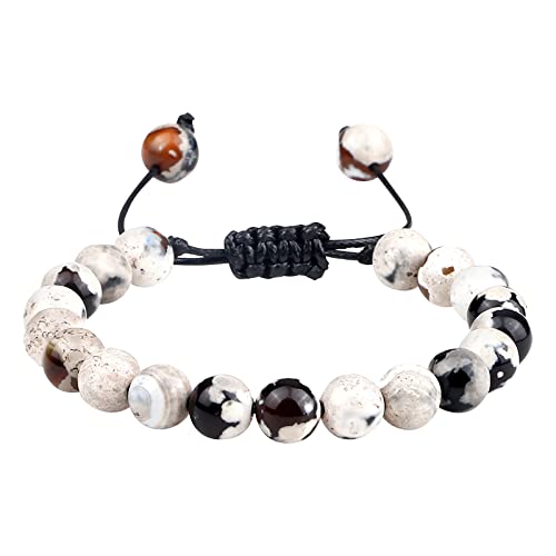 Personalisierbare Armbänder Herren Damen Armband Feuerperlen geflochtenes Armband Yoga Perlenarmband verstellbares einziehbares Handseil Halloween Weihnachten Valentinstag (E, One Size) von KAREN66