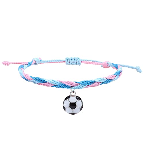 Personalisierbare Armbänder Herren Damen Armband Fußball Charm Armbänder Fußball Party Favors Schwarz Rot Weiß Armbänder Fußball Perlen Einstellbar Inspirierend Ball Halloween (B, One Size) von KAREN66