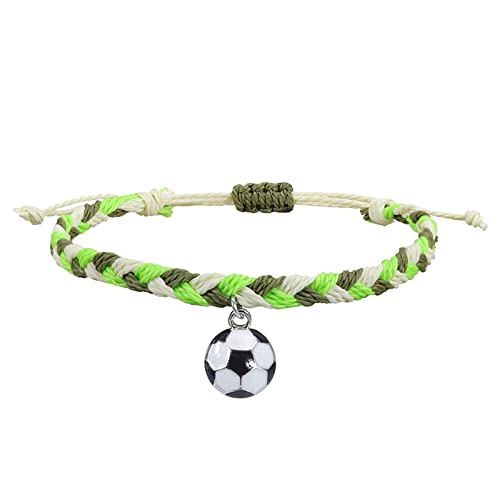 Personalisierbare Armbänder Herren Damen Armband Fußball Charm Armbänder Fußball Party Favors Schwarz Rot Weiß Armbänder Fußball Perlen Einstellbar Inspirierend Ball Halloween (H, One Size) von KAREN66