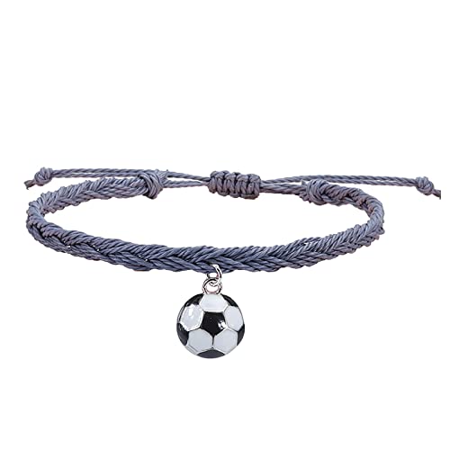 Personalisierbare Armbänder Herren Damen Armband Fußball Charm Armbänder Fußball Party Favors Schwarz Rot Weiß Armbänder Fußball Perlen Einstellbar Inspirierend Ball Halloween (J, One Size) von KAREN66