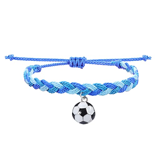 Personalisierbare Armbänder Herren Damen Armband Fußball Charm Armbänder Fußball Party Favors Schwarz Rot Weiß Armbänder Fußball Perlen Einstellbar Inspirierend Ball Halloween (R, One Size) von KAREN66