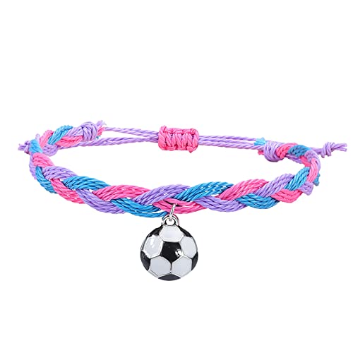 Personalisierbare Armbänder Herren Damen Armband Fußball Charm Armbänder Fußball Party Favors Schwarz Rot Weiß Armbänder Fußball Perlen Einstellbar Inspirierend Ball Halloween (V, One Size) von KAREN66