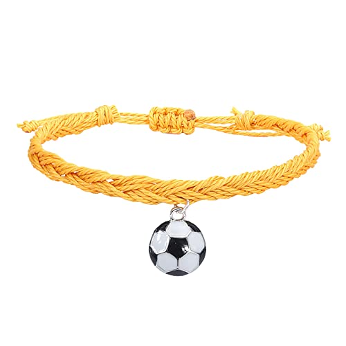 Personalisierbare Armbänder Herren Damen Armband Fußball Charm Armbänder Fußball Party Favors Schwarz Rot Weiß Armbänder Fußball Perlen Einstellbar Inspirierend Ball Halloween (Z, One Size) von KAREN66