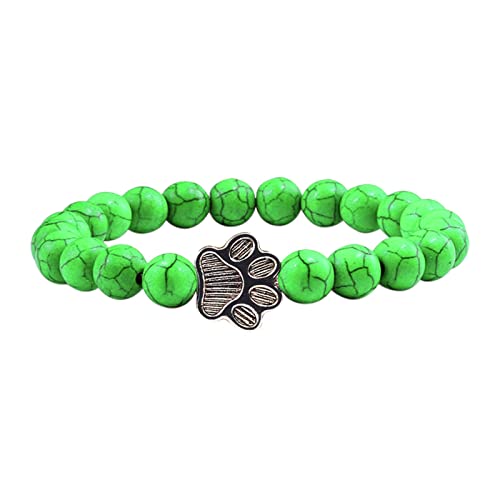 Personalisierbare Armbänder Herren Damen Armband Katze Fußabdruck Farbe Naturstein elastisches Armband Unisex Strass Armband Yoga Armband Chakra Armband Farbe Halloween Weihnachten (C, One Size) von KAREN66