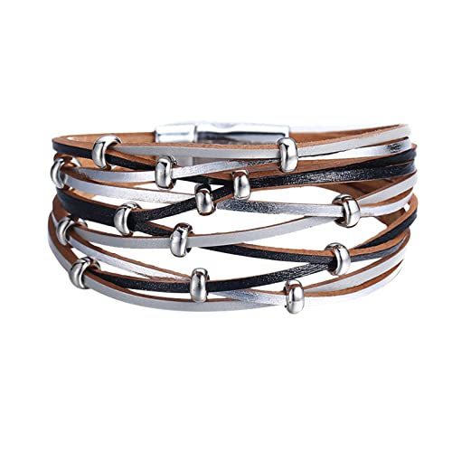 Personalisierbare Armbänder Herren Damen Armband Mehrfarbiges Lederarmband Charm Dekoration Herrenmode Mehrschichtiges Armband Handgelenkschmuck Halloween Weihnachten (A, One Size) von KAREN66