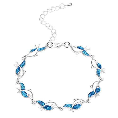 Personalisierbare Armbänder Herren Damen Armband Modisches luxuriöses Aobao-Tier-Delphin-Armband für Frauen-Füße-Schmuck-Geschenk Halloween Weihnachten Valentinstag (Blue, One Size) von KAREN66